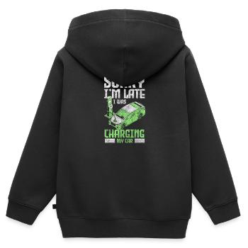 E-Auto Innovation - Kinder Premium Organic Zip Hoodie - Schwarz - Hinten - AI Model Kid Male (0cm)