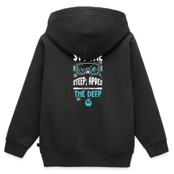 Skiez le steep, après le profond - Sweat Premium à capuche zippé enfant bio - noir - Dos - AI Model Kid Male (0cm)