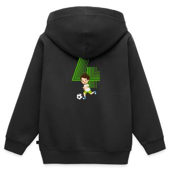 Junge 4 Jahre alt Fussballer 4. Geburtstag - Kinder Premium Organic Zip Hoodie - Schwarz - Hinten - AI Model Kid Male (0cm)