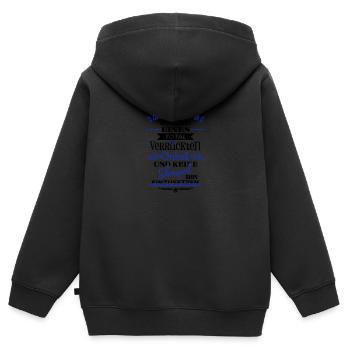 Ich habe einen total verrückter Onkel... - Kinder Premium Organic Zip Hoodie - Schwarz - Hinten - AI Model Kid Male (0cm)