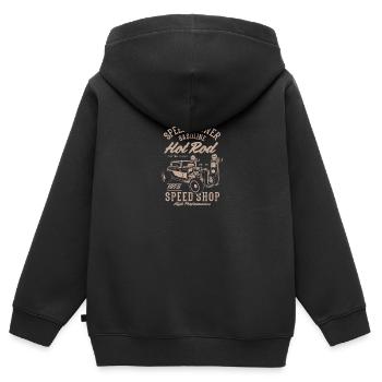 Speed & Power Hotrod Gasoline Speed Shop - Kinder Premium Organic Zip Hoodie - Schwarz - Hinten - AI Model Kid Male (0cm)