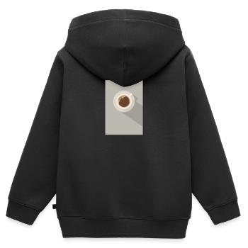 flach illustrierte Tasse Kaffee Geschenk modern - Kinder Premium Organic Zip Hoodie - Schwarz - Hinten - AI Model Kid Male (0cm)