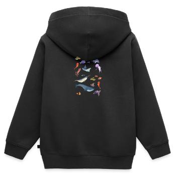 Algue HAARZO - Sweat Premium à capuche zippé enfant bio - noir - Dos - AI Model Kid Male (0cm)