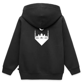 Moschee Allah Gott Religion Halbmond - Kinder Premium Organic Zip Hoodie - Schwarz - Hinten - AI Model Kid Male (0cm)