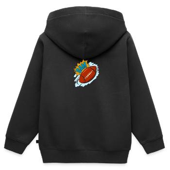 Football - Kinder Premium Organic Zip Hoodie - Schwarz - Hinten - AI Model Kid Male (0cm)