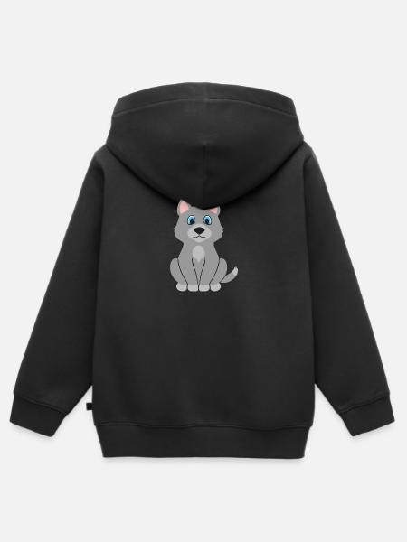 lupo - Felpa Premium con cappuccio con zip bambino bio - nero