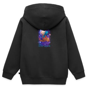 Espace loutre - Sweat Premium à capuche zippé enfant bio - noir - Dos - AI Model Kid Male (0cm)