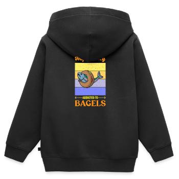 Delikatessen Israel Lachs Bagel Küche Spruch - Kinder Premium Organic Zip Hoodie - Schwarz - Hinten - AI Model Kid Male (0cm)