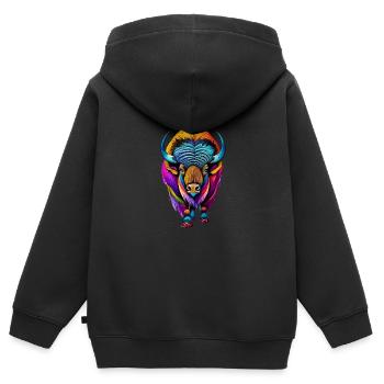 Bison - Sweat Premium à capuche zippé enfant bio - noir - Dos - AI Model Kid Male (0cm)