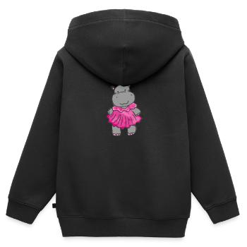 Pink Hippo - Kinder Premium Organic Zip Hoodie - Schwarz - Hinten - AI Model Kid Male (0cm)