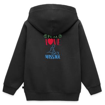 Frieden Liebe Massage - Kinder Premium Organic Zip Hoodie - Schwarz - Hinten - AI Model Kid Male (0cm)