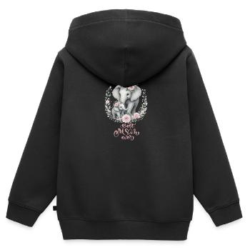 Meilleure maman de tous les temps éléphant Couronne florale maternité - Sweat Premium à capuche zippé enfant bio - noir - Dos - AI Model Kid Male (0cm)