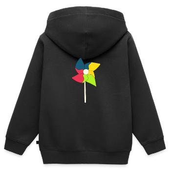 Windrad Windräder - Kinder Premium Organic Zip Hoodie - Schwarz - Hinten - AI Model Kid Male (0cm)