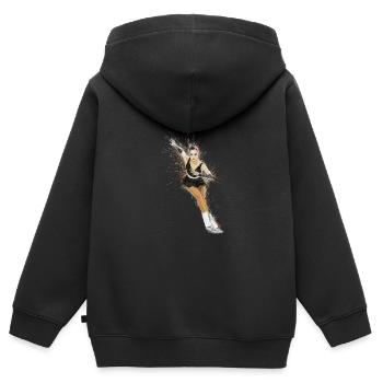 Dynamisches Eiskunstlaufen für einen - Kinder Premium Organic Zip Hoodie - Schwarz - Hinten - AI Model Kid Male (0cm)