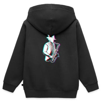 Saxophon Saxophonist - Kinder Premium Organic Zip Hoodie - Schwarz - Hinten - AI Model Kid Male (0cm)