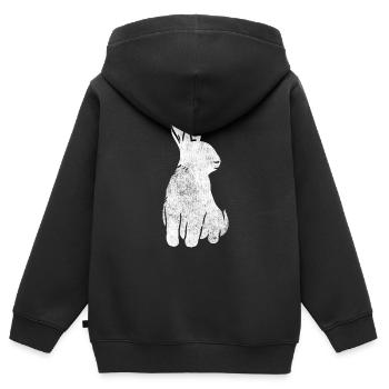 Lapin lapin lapin - Sweat Premium à capuche zippé enfant bio - noir - Dos - AI Model Kid Male (0cm)
