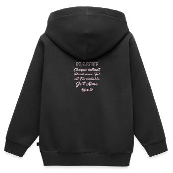 mamie - Sweat Premium à capuche zippé enfant bio - noir - Dos - AI Model Kid Male (0cm)