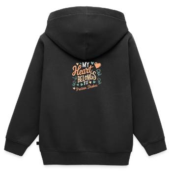 Mon cœur appartient aux shakes protéinés - Sweat Premium à capuche zippé enfant bio - noir - Dos - AI Model Kid Male (0cm)