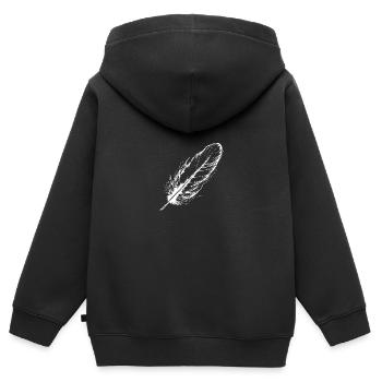 Vogelfeder Hand gezeichnet - Kinder Premium Organic Zip Hoodie - Schwarz - Hinten - AI Model Kid Male (0cm)
