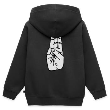 Pfadfindegruß - Kinder Premium Organic Zip Hoodie - Schwarz - Hinten - AI Model Kid Male (0cm)
