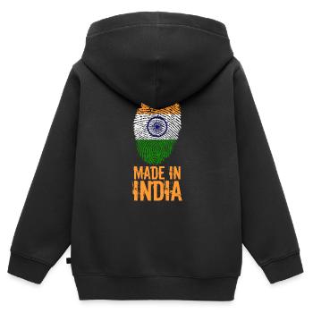 Fabriqué en Inde / Made in India - Sweat Premium à capuche zippé enfant bio - noir - Dos - AI Model Kid Male (0cm)