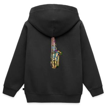 Saxofon - Kinder Premium Organic Zip Hoodie - Schwarz - Hinten - AI Model Kid Male (0cm)