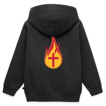 feuer flammen heiss brennen verbrannt fackel loder - Kinder Premium Organic Zip Hoodie - Schwarz - Hinten - AI Model Kid Male (0cm)