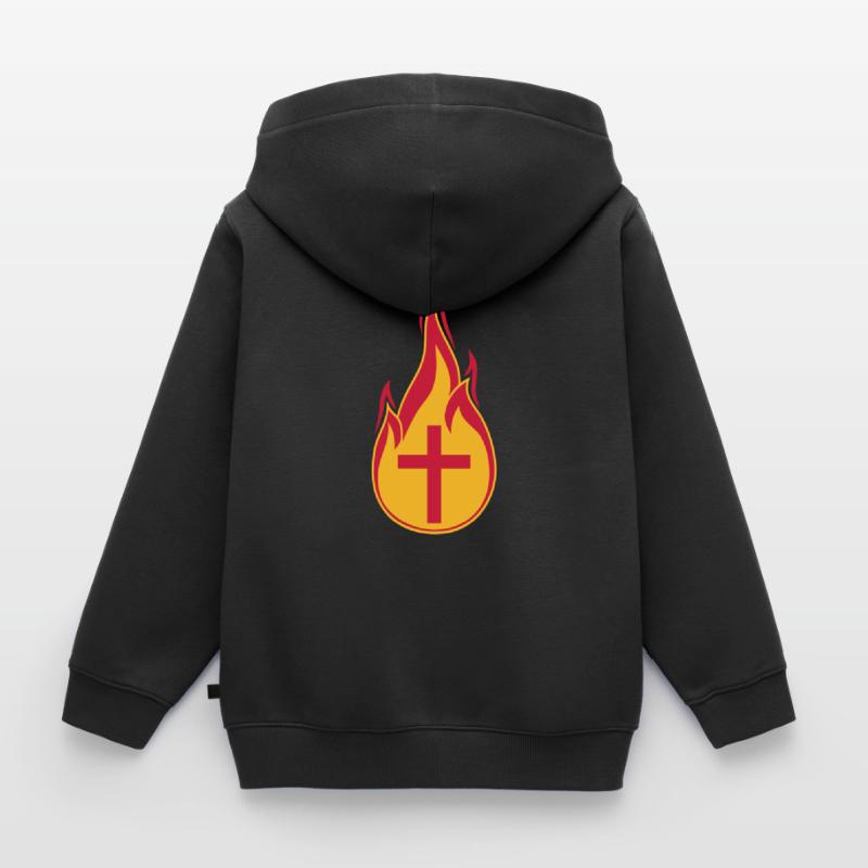 feu flammes chaud brûlé brûlé torche loder Sweat Premium à capuche zippé enfant bio