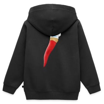 Curniciello Napoletano - La Petite Corne - Sweat Premium à capuche zippé enfant bio - noir - Dos - AI Model Kid Male (0cm)