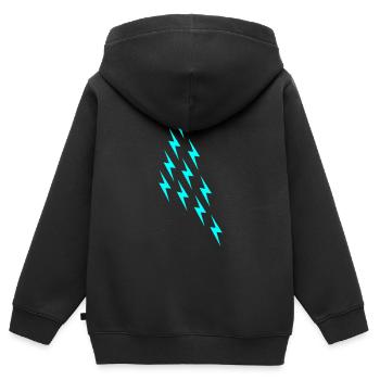 Blitze Magie Zauberei Thor Wikinger Big Bang Geek - Kinder Premium Organic Zip Hoodie - Schwarz - Hinten - AI Model Kid Male (0cm)