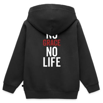 Pas de grâce pas de vie - Sweat Premium à capuche zippé enfant bio - noir - Dos - AI Model Kid Male (0cm)
