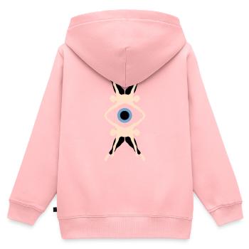 Eye - Sweat Premium à capuche zippé enfant bio - rose - Dos - AI Model Kid Female (0cm)