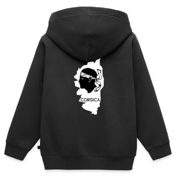 Corsica Insel mit Karte Frankreich mit Piratenkopf - Kinder Premium Organic Zip Hoodie - Schwarz - Hinten - AI Model Kid Male (0cm)