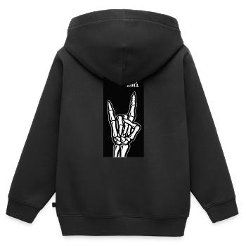 rock and roll - Sweat Premium à capuche zippé enfant bio - noir - Dos - AI Model Kid Male (0cm)