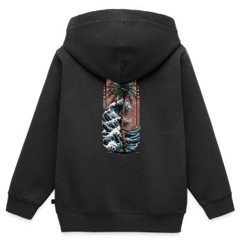 Harmonie an der Küste: Palme am Meer - Kinder Premium Organic Zip Hoodie - Schwarz - Hinten - AI Model Kid Male (0cm)