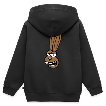 Lapin Lapin Lapin Dessin Animé Dents De Lapin Idiot - Sweat Premium à capuche zippé enfant bio - noir - Dos - AI Model Kid Male (0cm)