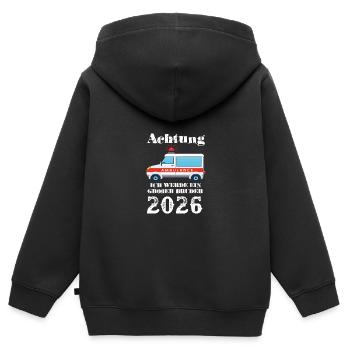 Achtung Ich Werde Ein Großer Bruder 2026 - Kinder Premium Organic Zip Hoodie - Schwarz - Hinten - AI Model Kid Male (0cm)