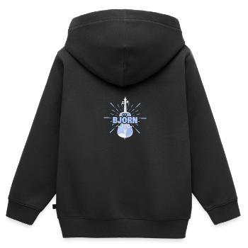 Geschenk für Björn - Kinder Premium Organic Zip Hoodie - Schwarz - Hinten - AI Model Kid Male (0cm)