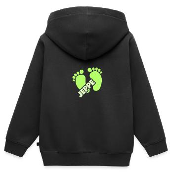 Geburt Jeppe - Kinder Premium Organic Zip Hoodie - Schwarz - Hinten - AI Model Kid Male (0cm)