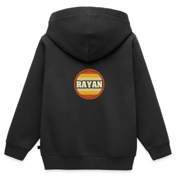 Vorname Rayan - Kinder Premium Organic Zip Hoodie - Schwarz - Hinten - AI Model Kid Male (0cm)
