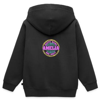 Mutter Amelia - Kinder Premium Organic Zip Hoodie - Schwarz - Hinten - AI Model Kid Male (0cm)