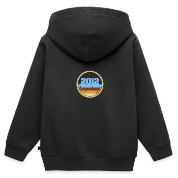 2012 - Kinder Premium Organic Zip Hoodie - Schwarz - Hinten - AI Model Kid Male (0cm)