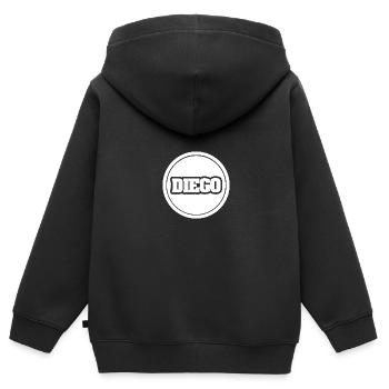 Cadeau pour Diego - Sweat Premium à capuche zippé enfant bio - noir - Dos - AI Model Kid Male (0cm)