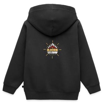 Bowling Björn - Kinder Premium Organic Zip Hoodie - Schwarz - Hinten - AI Model Kid Male (0cm)