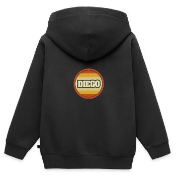 Diego comme prénom - Sweat Premium à capuche zippé enfant bio - noir - Dos - AI Model Kid Male (0cm)