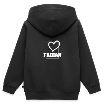 Fabian als Frau - Kinder Premium Organic Zip Hoodie - Schwarz - Hinten - AI Model Kid Male (0cm)