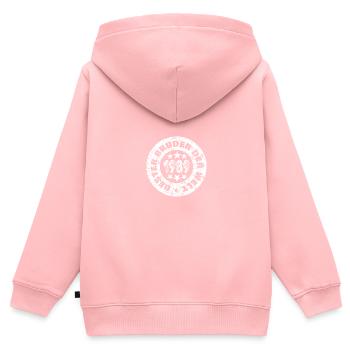 Frères et sœurs 1989 - Sweat Premium à capuche zippé enfant bio - rose - Dos - AI Model Kid Female (0cm)