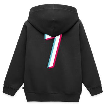 7 - NUMMER 7 - Zahl 7 Trikotnummer Tik Tok Style - Kinder Premium Organic Zip Hoodie - Schwarz - Hinten - AI Model Kid Male (0cm)