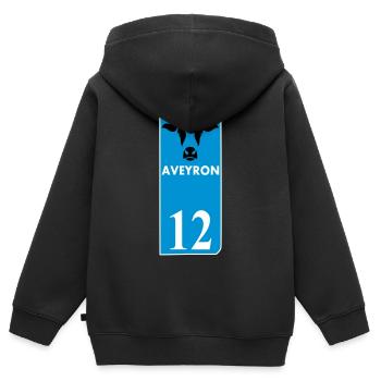 Aveyron - Kinder Premium Organic Zip Hoodie - Schwarz - Hinten - AI Model Kid Male (0cm)