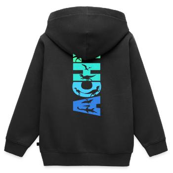 8. Geburtstag Dino Kinder 8 Jahre Dinosaurier - Kinder Premium Organic Zip Hoodie - Schwarz - Hinten - AI Model Kid Male (0cm)